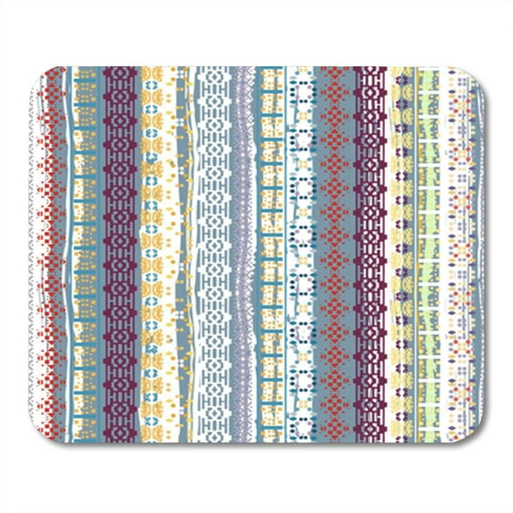 Colorful Canvas Boho Ethnic Tribal Old Abstract Borders Color Mousepad Mouse Pad Mouse Mat 9x10 inch