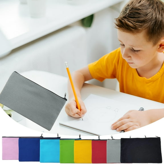 ​​Colorful Canvas Pencil Case: Zippered Utility Pouch for Pens Pencils Markers, Small Makeup Coin Organizer Bag, Durable Fabric, Multiple Colors​​