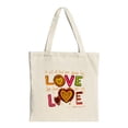 thumbnail image 1 of Colorful Canvas Tote Bag with Inspirational ' DO IN LOVE ' Text & Heart Designs - Perfect for Shopping Travel & Parties, 1 of 4