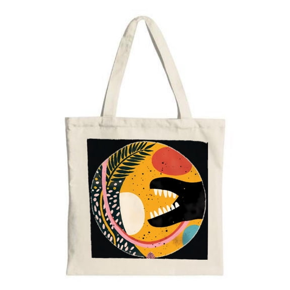 Colorful Canvas Tote Bag with Vibrant Circular Design Perfect for Shopping Travel and Parties - Reusable & Stylish