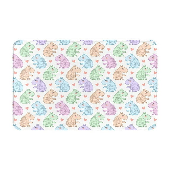 Colorful Capybaras Front Door Mat, Indoor Mats for Bedroom Bathroom Kitchen, Floor Mat Non-Slip, Soft Carpet Floor Cover Machine Washable Entryway Mat - 20x31.5in