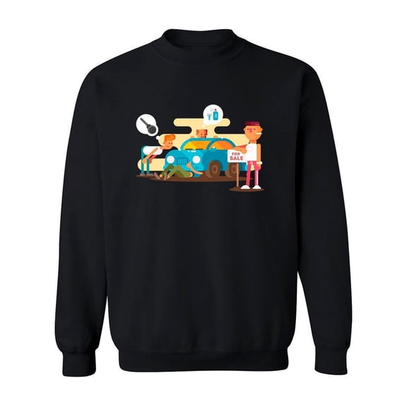 Colorful Car Illustration Sweatshirt Men -Image by Shutterstock, Male Small