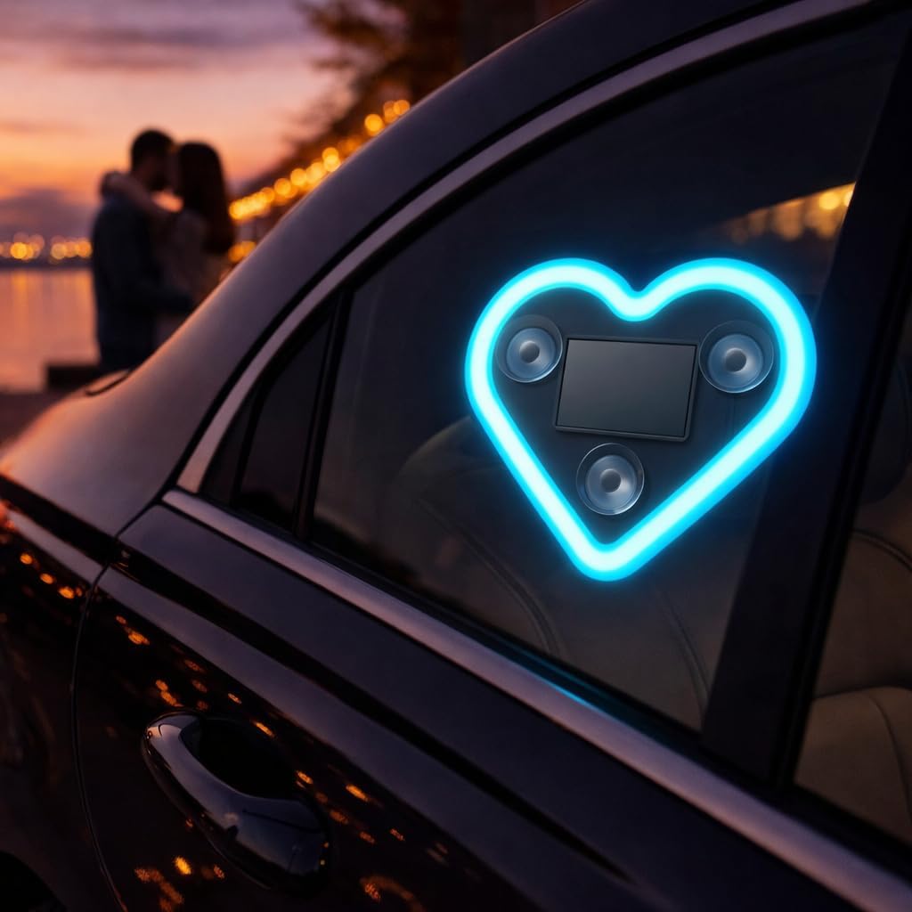 [Colorful] Car LED Ambient Light -Solar-Powered Heart-Shaped LED Neon ...