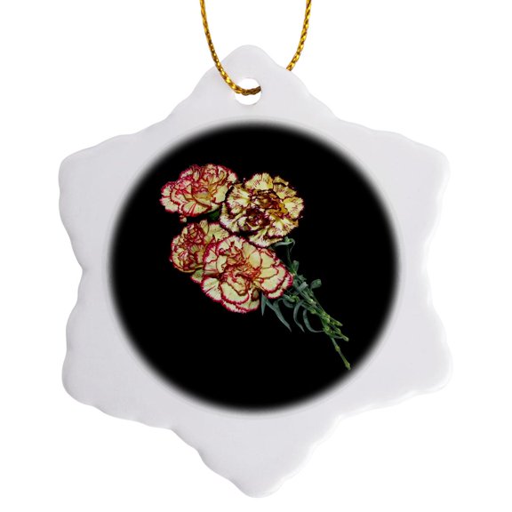 3drose, Colorful Carnations Vector Art Cut Out, 3 inch Snowflake Porcelain Ornament