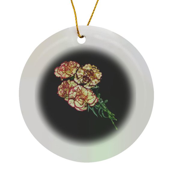 3drose, Colorful Carnations Vector Art Cut Out, Circle Porcelain Ornament