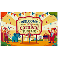 thumbnail image 1 of Colorful Carnival Themed Welcome Banner with Clown Elephant Elements Backdrop for Funfair Decorations Party Supplies Photography Props Fair Celebrations Festival Events, 1 of 8