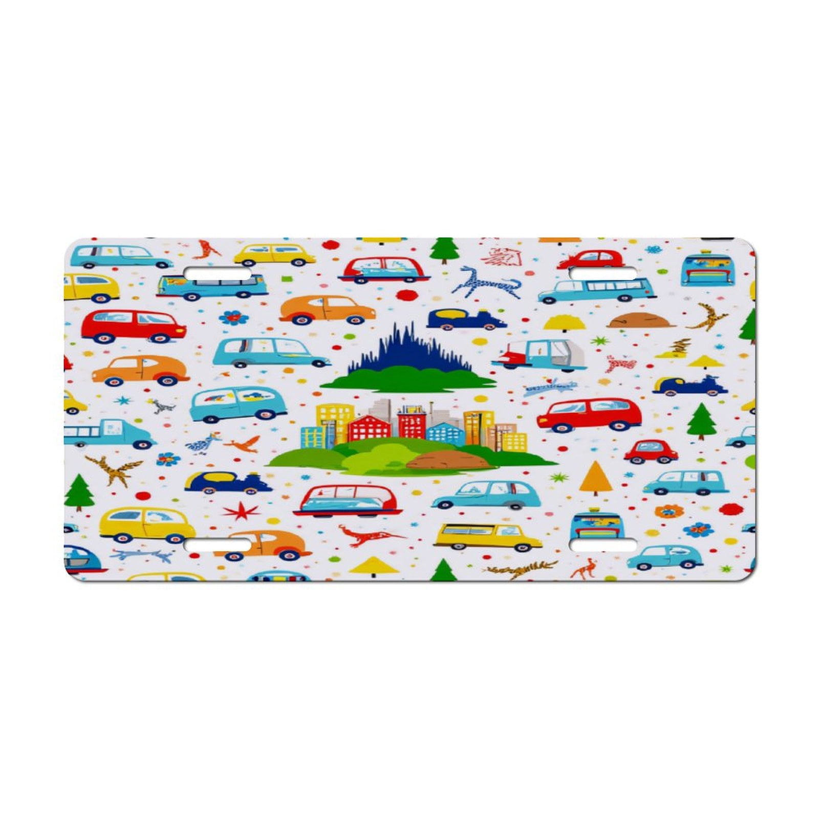 Colorful Cars And City Pattern Car Decorative Front License Plate ...