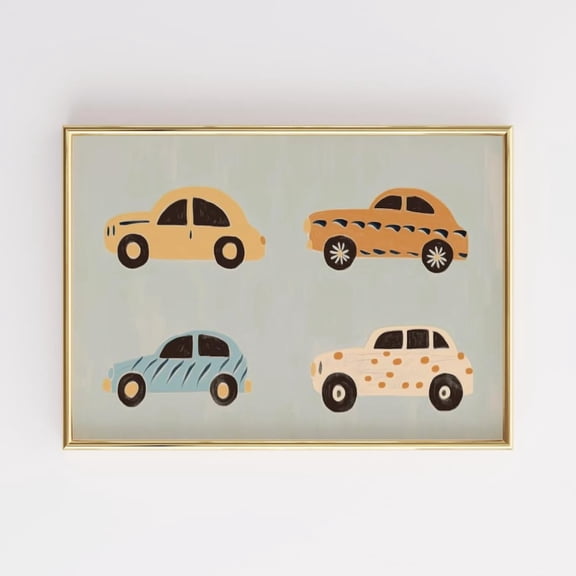 Colorful Cars Nursery Playful Transportation Poster Unframed Paper Print