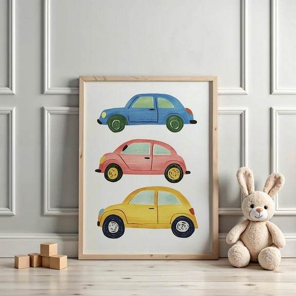 Colorful Cars Print, Kids Room Decor, Nursery Wall Art, Playroom, Transportation Art, Colorful Car Poster, Boys Room Decor Wall Art, Modern Wall Decor, 8x12 UNFRAMED