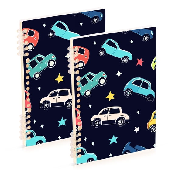 Colorful Cars Stars Cartoon Notebook Detachable Coil Notebook Diary Plan Book A5 Size 60 Pages 1 Pack