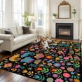 thumbnail image 1 of Colorful Cartoon Area Rug 5x8 FT, Non Slip Bedroom Throw Carpet, Funny Flowers Guitar Animals Ethnic Art Washable Soft Floor Carpet Non-Shedding Rug for Living Room Nursery Dorm Office, 1 of 9