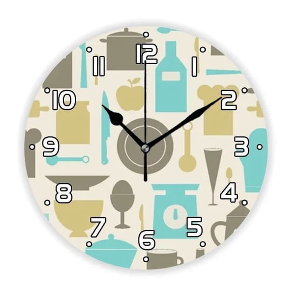 Colorful Cartoon Baker Bakery Cupcake Donut Pastry Chef Wall Clock Watch for Bake Shop Cute Dessert Bakery Wall Art Decor Gift(14 Inch)