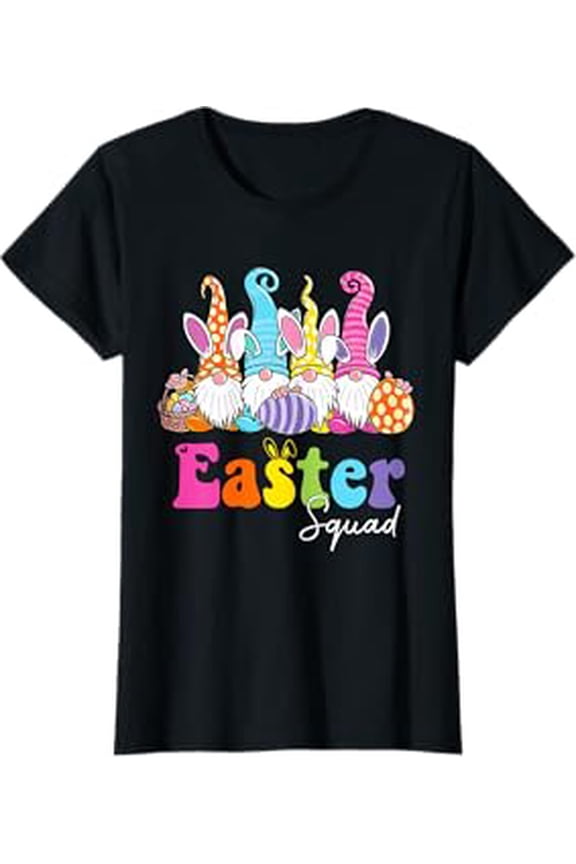 Colorful Cartoon Bunny Easter Squad T-Shirt for Family Matching Fun