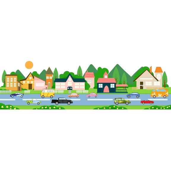 Colorful Cartoon Car Wall Decal Road House Vinyl Wall Stickers Wall Art Stickers DIY