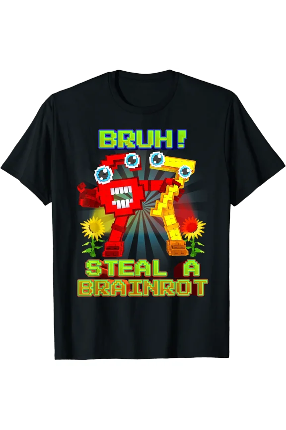 Colorful Cartoon Character Floral T-Shirt for Fun and Playful Style