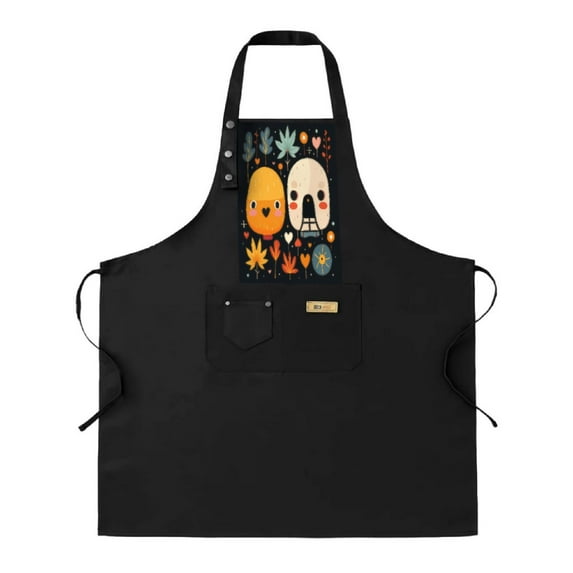 Colorful Cartoon Character Kitchen Apron 2 Pack - Adjustable Bib Apron with 2 Pockets Fun Abstract Design for Cooking Chef Apron for Men & Women