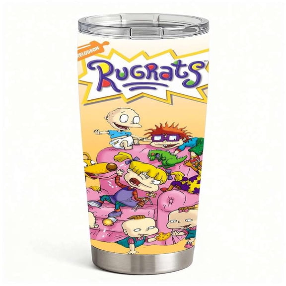 Colorful Cartoon Character Print Stainless Steel Tumbler with Lid, Double-Wall Insulated Travel Cup