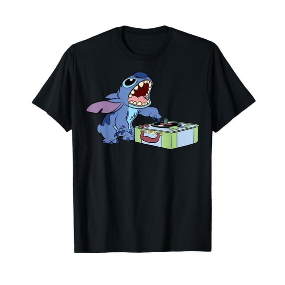 Colorful Cartoon Character Record Player T-Shirt for Fun and Stylish Wear
