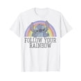 thumbnail image 1 of Colorful Cartoon Character T-Shirt with 'Follow Your Rainbow' Design for Fun and Inspiration, 1 of 5