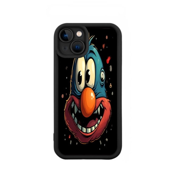 Colorful Cartoon Character iPhone 15 Case - Blue Face White Eyes Red Nose Lightweight & Yellowing Resistant Perfect for Unique Style