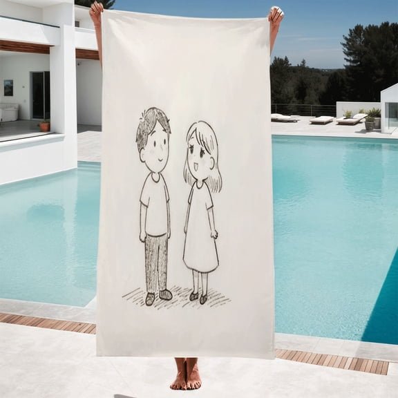 Colorful Cartoon Characters Beach Towel - Fun Design with Smiling and Perfect for Pool Travel and Bath Use