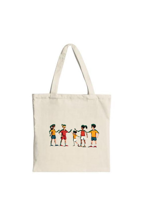 Colorful Cartoon Characters Tote Bag - Fun Sports Outfits Design Perfect for Shopping Travel and Parties - Reusable Canvas Bag