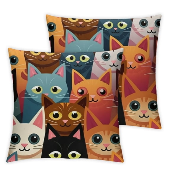 Colorful Cartoon Cute Cats Throw Pillow Covers Decorative Pillowcase Square Cushion Cases for Home Sofa Bedroom Livingroom