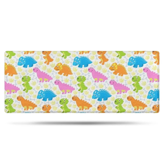 Colorful Cartoon Dinosaur Pattern Bathroom Rugs Mat,Non Slip Microfiber Bathroom Rug,Rubber Backing,Soft Bathroom Mats for Bathroom Floor,Tub and Shower,60x24in(150x60cm)