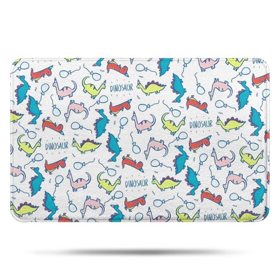 Colorful Cartoon Dinosaurs Balloons Pattern Bathroom Rugs Mat,Non Slip Microfiber Bathroom Rug,Rubber Backing,Soft Bathroom Mats for Bathroom Floor,Tub and Shower,17x27in(43x68cm)