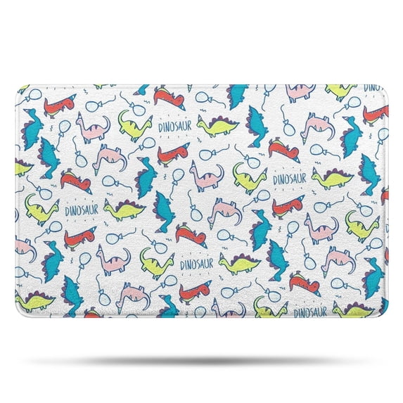Colorful Cartoon Dinosaurs Balloons Pattern Bathroom Rugs Mat,Non Slip Microfiber Bathroom Rug,Rubber Backing,Soft Bathroom Mats for Bathroom Floor,Tub and Shower,20x32in(50x80cm)