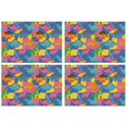 thumbnail image 1 of Colorful Cartoon Dinosaurs Geometric Pattern Summer Placemats Table Placemats Set Of 4-Linen Kitchen Washable Placemats Table Mats 11.8"x17.7" Non-Slip Heat Resistant, 1 of 6