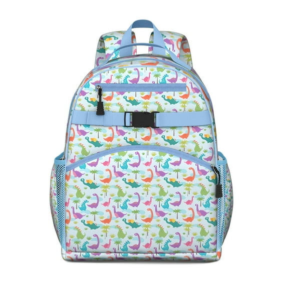 Colorful Cartoon Dinosaurs Palms Pattern Backpack for School,Cute School Bag,Schoolbag with Adjustable Shoulder Straps & Padded Back,15.25"x11.5"x5.25"