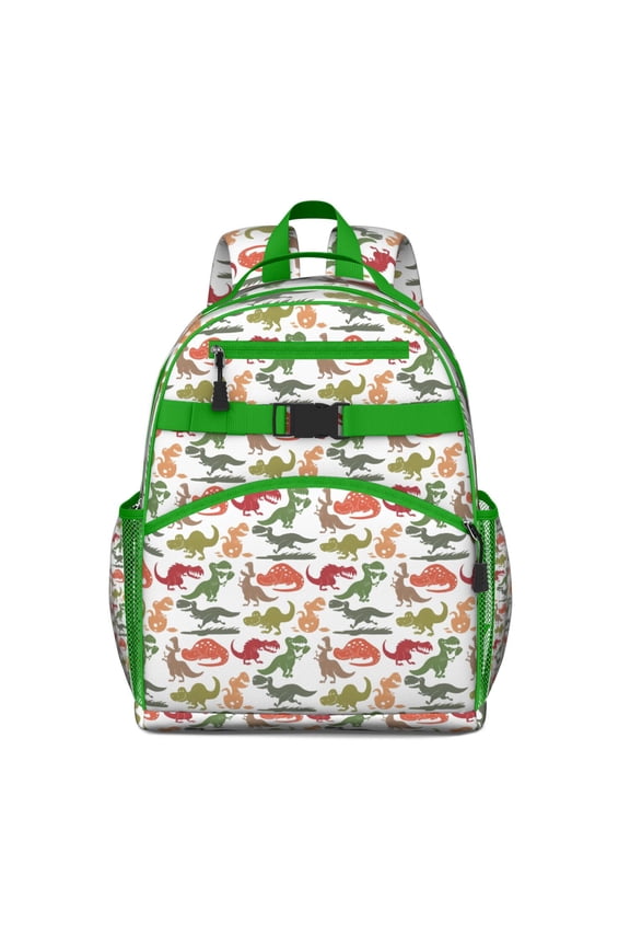Colorful Cartoon Dinosaurs Pattern Backpack for School,Cute School Bag,Schoolbag with Adjustable Shoulder Straps & Padded Back,15.25"x11.5"x5.25"