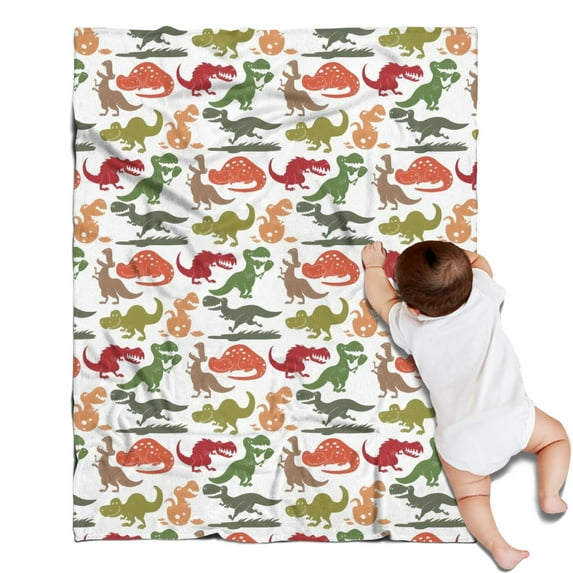 Colorful Cartoon Dinosaurs Pattern Blanket,Comfortable Soft Lamb Wool Throw Blanket,All Season,Warm Lightweight Blankets for Sofa Bed Couch Living Room Chair,30"x40"