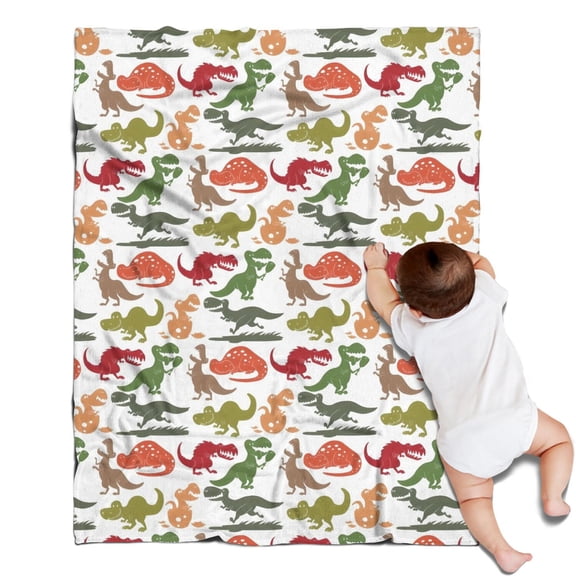 Colorful Cartoon Dinosaurs Pattern Blanket,Comfortable Soft Lamb Wool Throw Blanket,All Season,Warm Lightweight Blankets for Sofa Bed Couch Living Room Chair,30"x40"