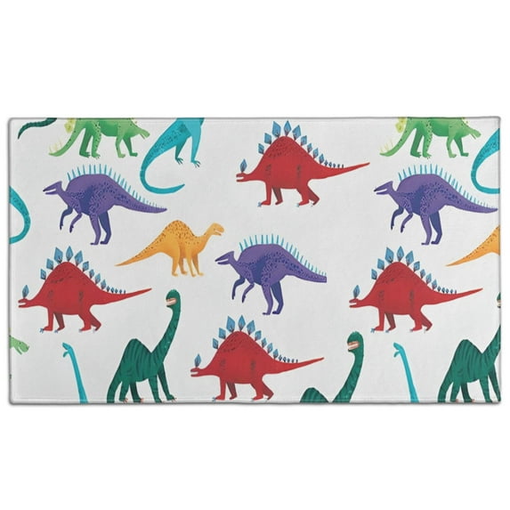 Colorful Cartoon Dinosaurs Pattern Door Rugs,Washable Non Slip Door Mats Indoor,Decorative Door Mats,Entry Mat Indoor for Entrance,Bedroom,Kitchen,Bathroom,17"x30"
