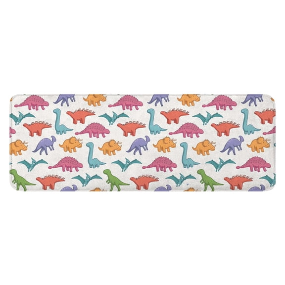 Colorful Cartoon Dinosaurs Pattern Kitchen Rug Mat,Kitchen Runner Rugs Non Skid Washable,Decorative Kitchen Floor Mats for Kitchen,Sink,Laundry,17"x47.2"