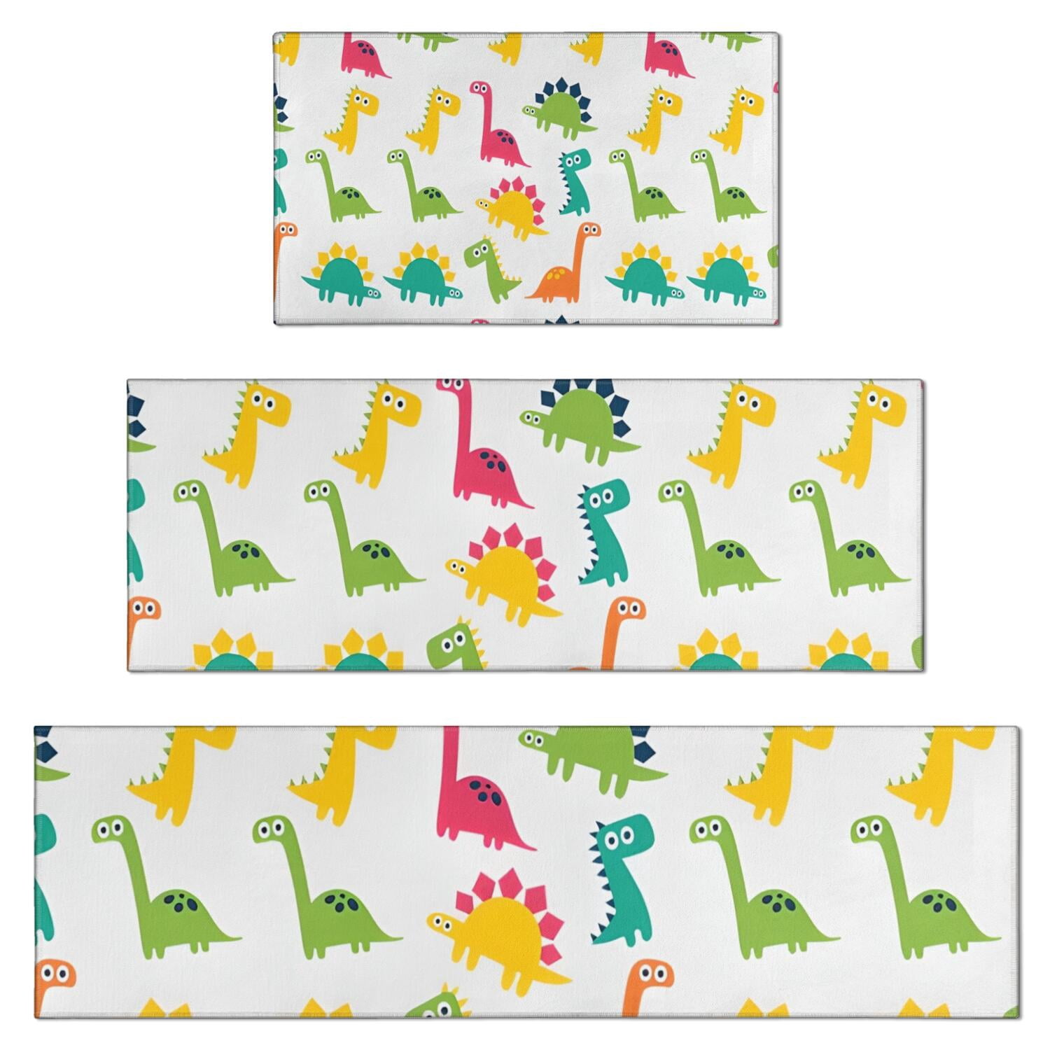 Colorful Cartoon Dinosaurs Pattern Kitchen Rugs Sets Of 3,Kitchen ...