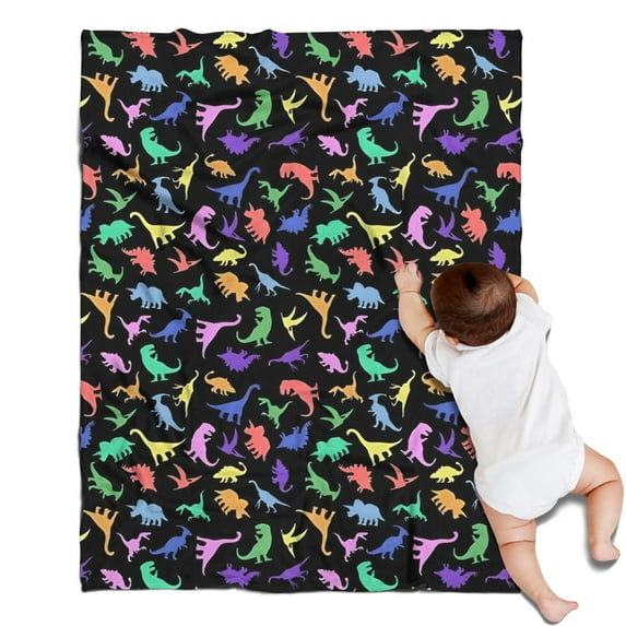 Colorful Cartoon Dinosaurs RainbowColors Pattern Blanket,Comfortable Soft Lamb Wool Throw Blanket,All Season,Warm Lightweight Blankets for Sofa Bed Couch Living Room Chair,30"x40"