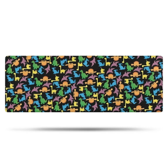 Colorful Cartoon Dinosaurs SmallFigures Pattern Bathroom Rugs Mat,Non Slip Microfiber Bathroom Rug,Rubber Backing,Soft Bathroom Mats for Bathroom Floor,Tub and Shower,47x17in(120x43cm)