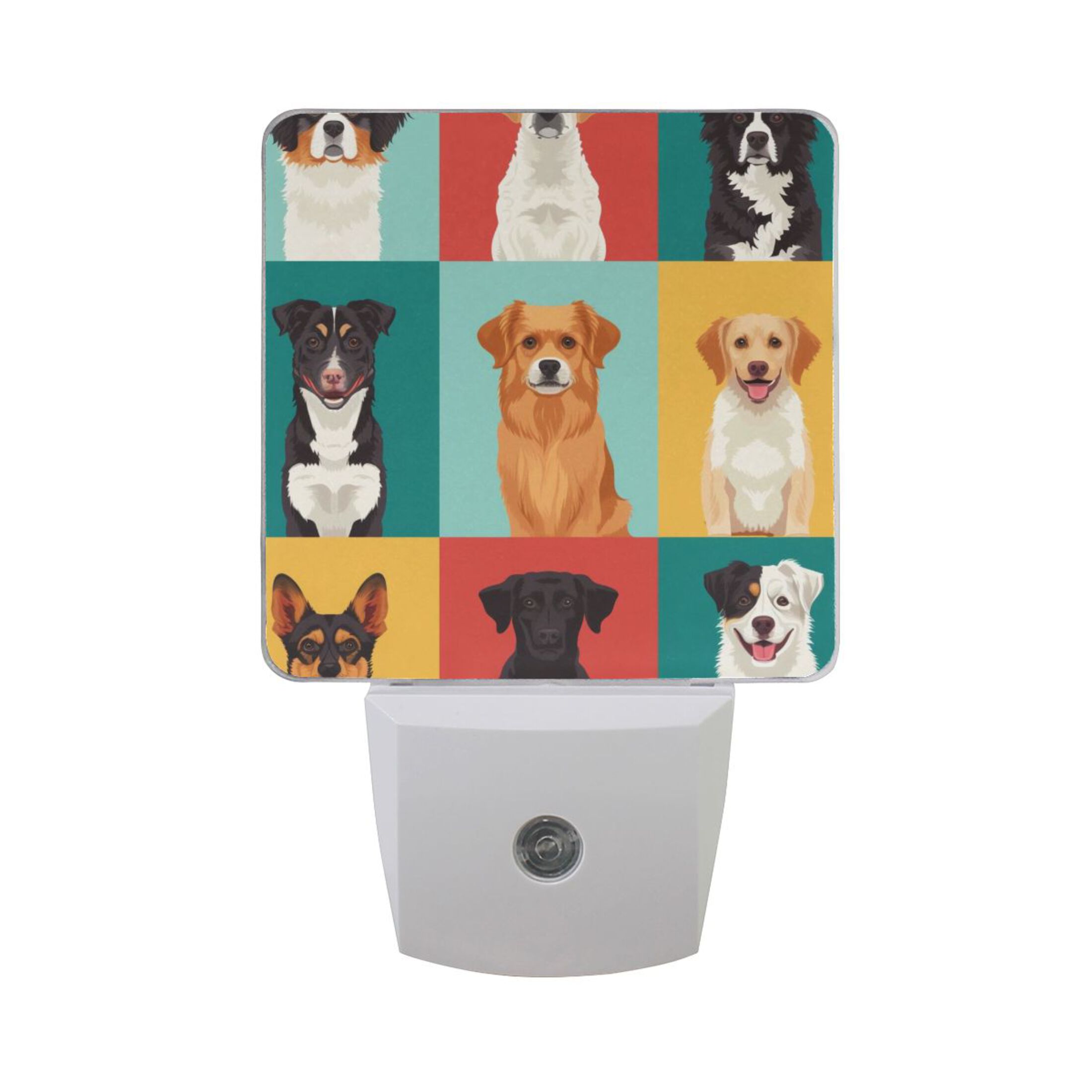 Colorful Cartoon Dogs LED Night Light Dusk to Dawn Sensor 2 Pack Plug