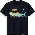 thumbnail image 1 of Colorful Cartoon Fish Black T-Shirt with LETS and Bubbles Fun Graphic Tee, 1 of 5