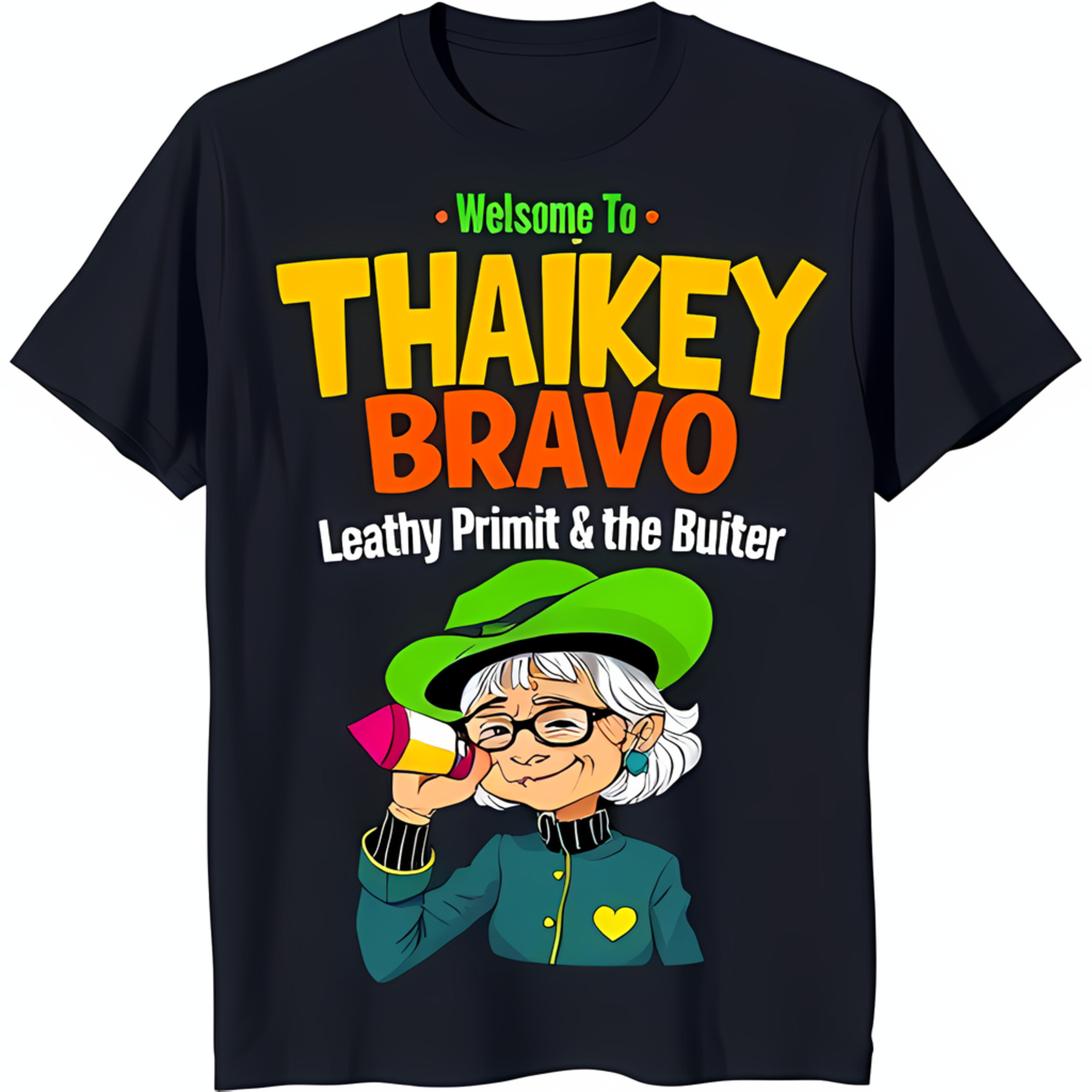 Colorful Cartoon Graphic Black TShirt to Thakey Bravo' Design