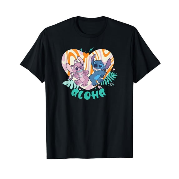 Colorful Cartoon Heart Dance T-Shirt with Tropical Elements for Fun and Style