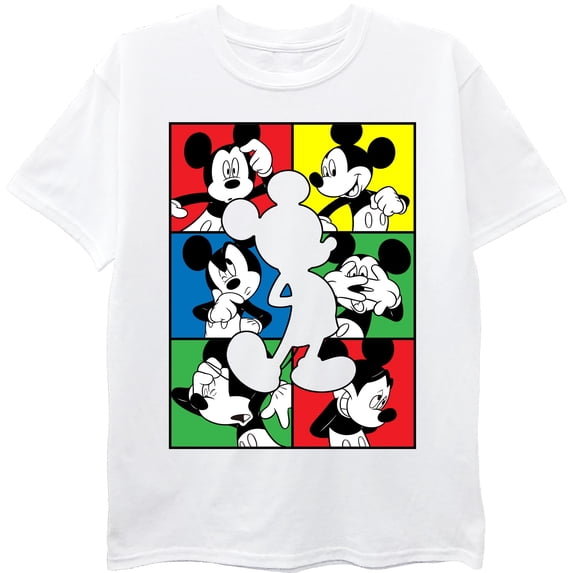 Colorful Cartoon Mouse Grid Design T-Shirt for Playful Style and Comfort