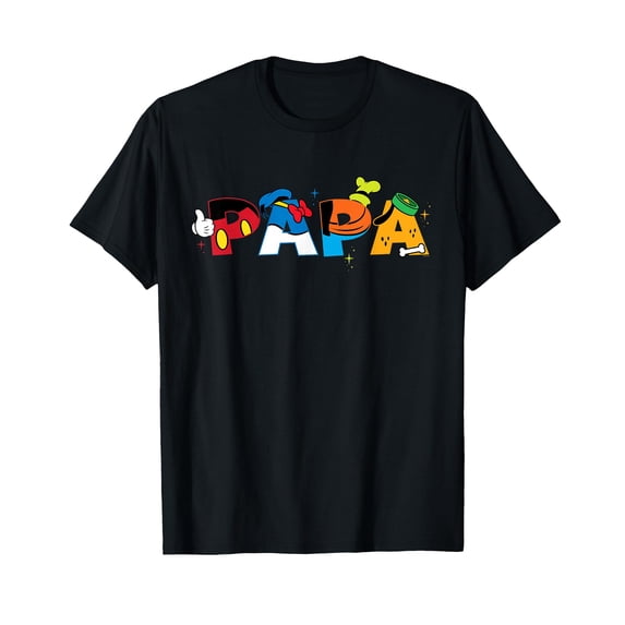 Colorful Cartoon Mouse Papa T-Shirt for Father's Day Birthday Celebration