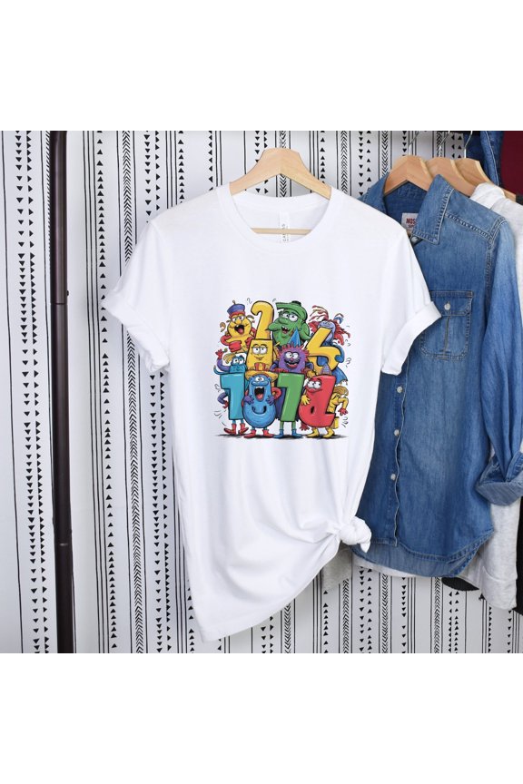Colorful Cartoon Numbers Party T-Shirt, Fun Birthday Celebration Shirt for Kids, Unisex