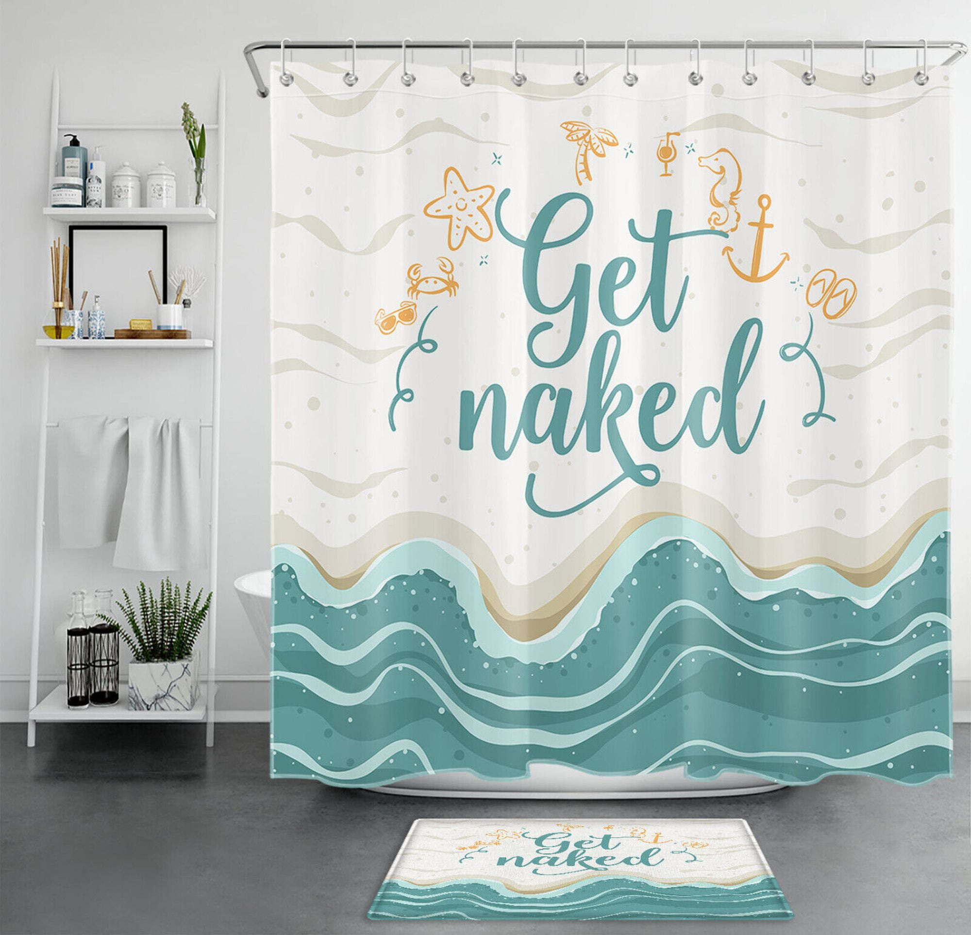 Cartoon Funny Word Ocean Beach Summer Shower Curtain Bathroom - Walmart.com
