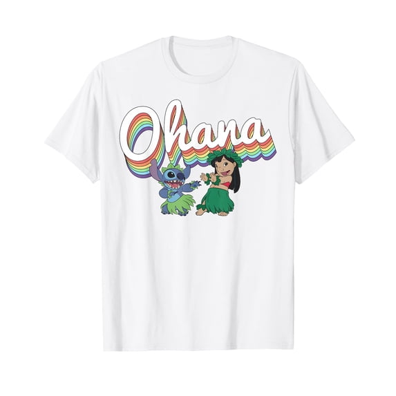 Colorful Cartoon Ohana Rainbow T-Shirt for Fun and Playful Style
