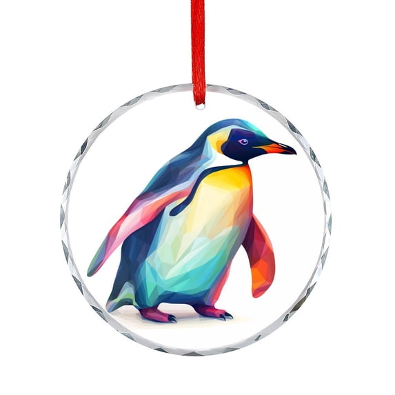 Colorful Cartoon Painting Penguin Glass Ornament Holiday Home Decor